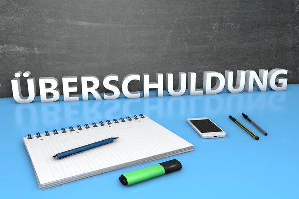Ueberschuldung German Word Indebtednes — Φωτογραφία Αρχείου