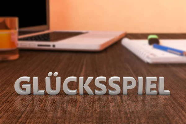 Gluecksspiel Deutsches Wort Für Glücksspiel Oder Glücksspiel Buchstaben Auf Holztisch — Stockfoto