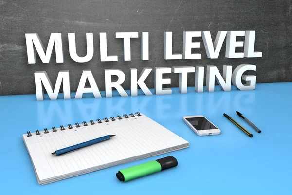 Mlm Multi Level Marketing Textkonzept Mit Tafel Notizbuch Stiften Und — Stockfoto