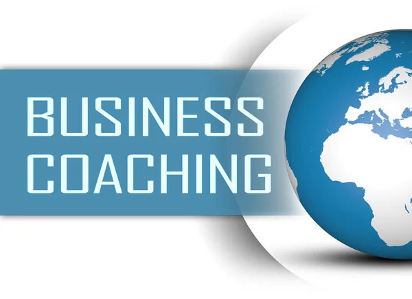 Conceito de coaching de negócios com globo no fundo branco — Fotografia de Stock