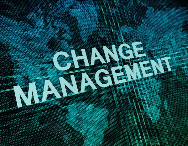 Concepto de texto de Change Management sobre fondo de mapa mundial digital verde —  Fotos de Stock