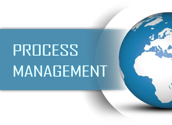 Concetto di Process Management con globo su sfondo bianco — Foto Stock