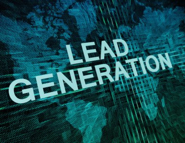 Yeşil dijital dünya harita arka plan üzerinde kurşun nesil metin kavramı