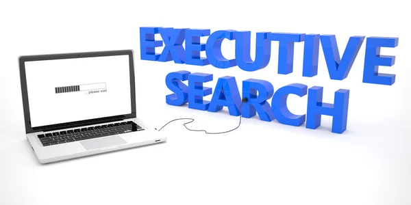 Executive Search - ноутбук, подключенный к слову на белом фоне. Трехмерная иллюстрация . — стоковое фото