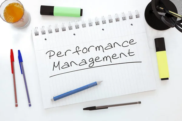Performance Management - handwritten text in a notebook on a desk - 3d render illustration. — Stock Photo, Image