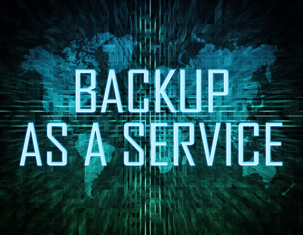 Backup as a Service text concept on green digital world map background — Stock fotografie