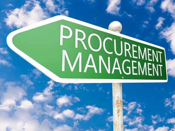 Procurement Management - illustrazione del cartello stradale davanti al cielo blu con le nuvole . — Foto Stock