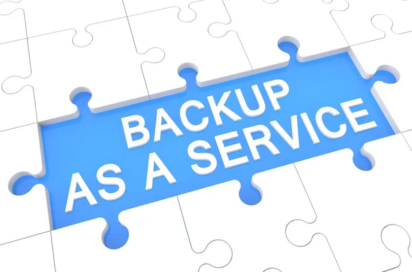 Backup as a Service - puzzle 3d render illustration with word on blue background — 图库照片