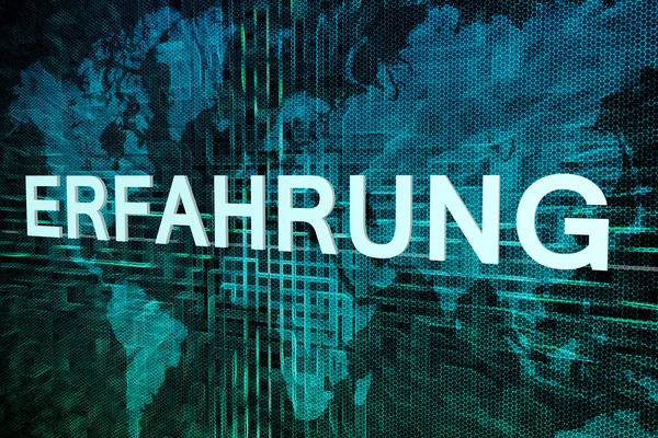 Erfahrung - german word for experience text concept on green digital world map background — Stockfoto