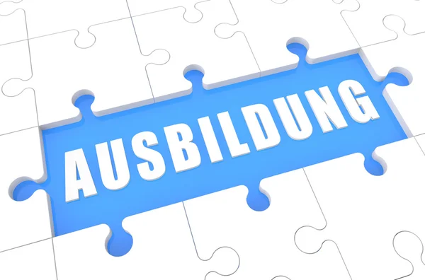 Ausbildung - german word for education or training - puzzle 3d render illustration with word on blue background — Stock fotografie