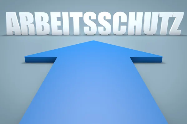 Arbeitsschutz - german word for work safety - 3d render concept of blue arrow pointing to text. — Stockfoto
