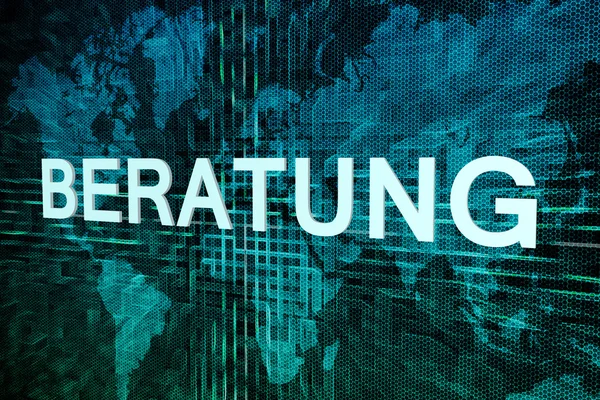Beratung - tysk ord for at konsultere tekst koncept på grøn digital verdenskort baggrund - Stock-foto