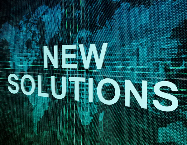 New Solutions text concept on green digital world map background — Stock Photo, Image