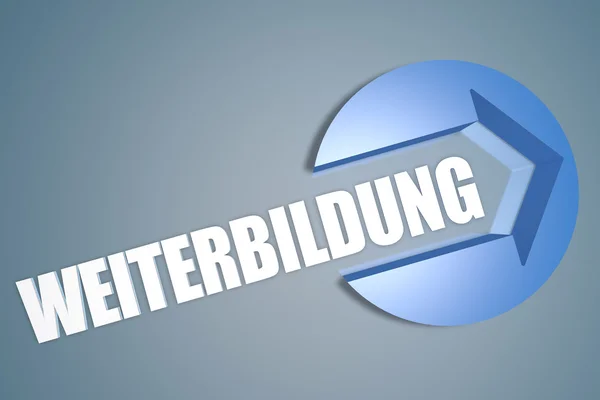 Weiterbildung - german word for further education - text 3d render illustration concept with a arrow in a circle on blue-grey background — Stockfoto