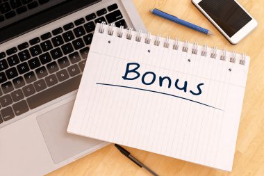 Bonus - bir defter bir Resepsiyon - 3d render örnek üzerinde el yazısı metin.
