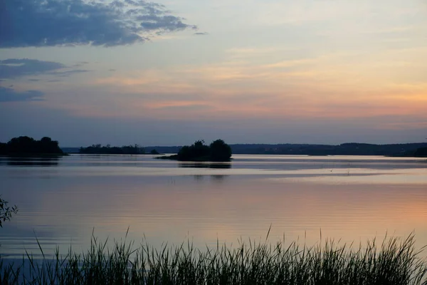 Skymning God Kväll Gryningen Lugn Kväll Sjön Efter Solnedgången — Stockfoto