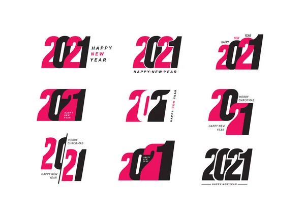 Мега Набор 2021 Новым Годом Логотип Текстовый Дизайн Шаблон Векторного — стоковый вектор