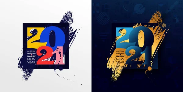 Πρωτοχρονιάτικη Πινελιά 2021 Χρωματιστή Κομψές Βούρτσες Των Αριθμών Λογότυπο 2021 — Διανυσματικό Αρχείο