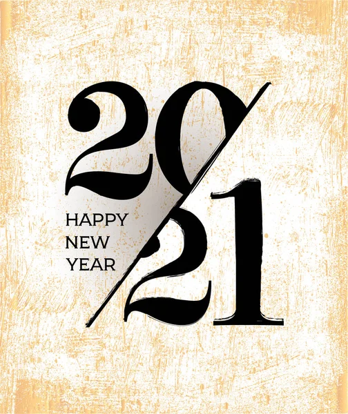 2021 Feliz Año Nuevo Tarjeta Felicitación Pinceladas Exquisitos Números Logotipo — Archivo Imágenes Vectoriales