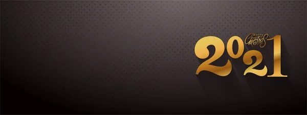 Feliz Año Nuevo 2021 Banner Texto Lujo Dorado 2021 Números — Vector de stock