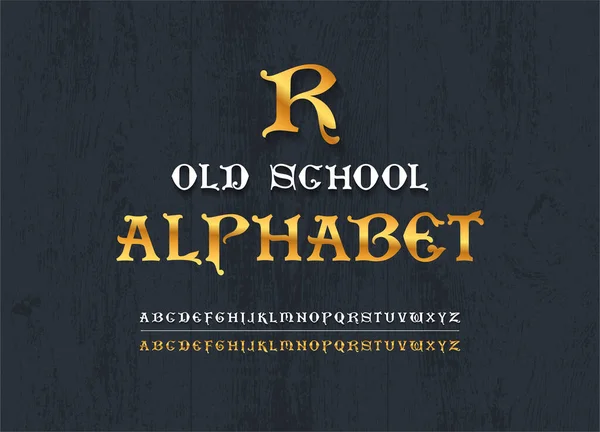 Vintage Retro Classic Fonte Alfabeto Serif Narrow Decorative Font Alphabet — Vetor de Stock