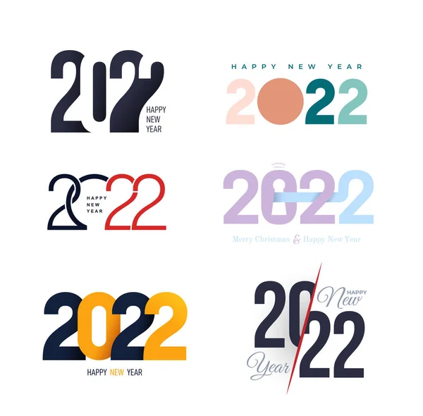 2017 Colred Set 2022 Happy New Year Logo Text Design — 스톡 벡터