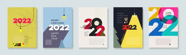 Conjunto Carteles Feliz Año Nuevo 2022 Conceptos Inspiración Creativa Con — Vector de stock