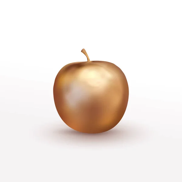 現実的な黄金のリンゴ デザインのための装飾要素 ウェブバナー チラシのテンプレート ベクトルイラスト 白地に隔離された — ストックベクタ