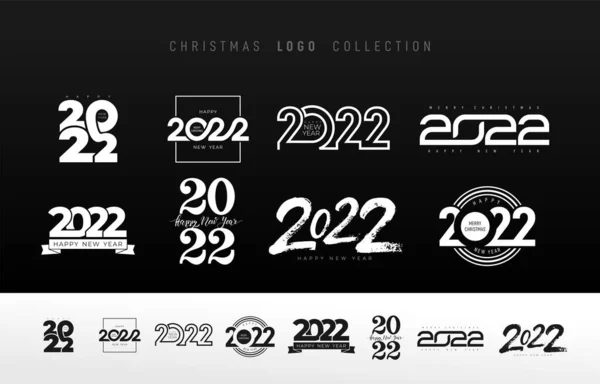 2022 Feliz Ano Novo Tendendo Conjunto Design Logotipo Decoração Para — Vetor de Stock