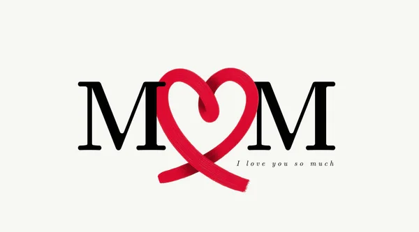 Mutterbuchstaben Mit Abstrakten Roten Herzbändern Aus Pinselstrich Pinselstil Symboldesign Glücklicher — Stockvektor