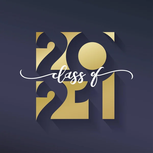 Classe Del 2021 Congratulazioni Graduazione Banner Numeri Elementi Design Dorati — Vettoriale Stock