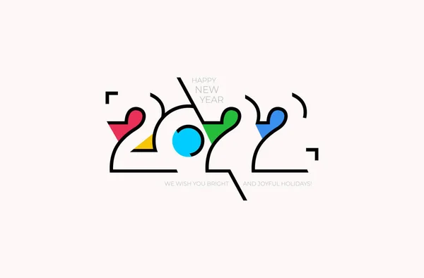 Felice Anno Nuovo Elegante Design Dei Numeri Logo 2022 Colorati — Vettoriale Stock