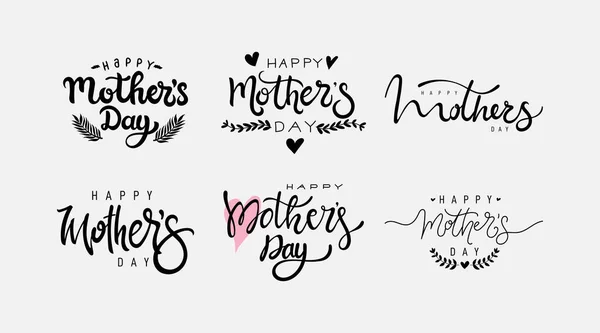Happy Mothers Day Calligraphy Collection Set Hand Draw Lettering Elegant — Stock Vector