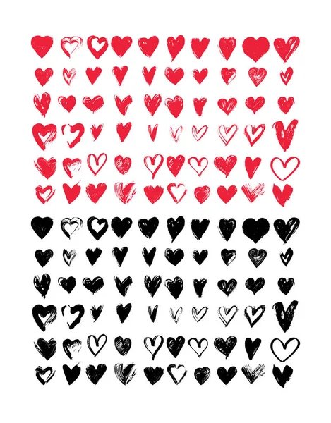 Big Set Heart Icons Hand Drawn Icons Illustrations Wedding Valentine — Stock Vector