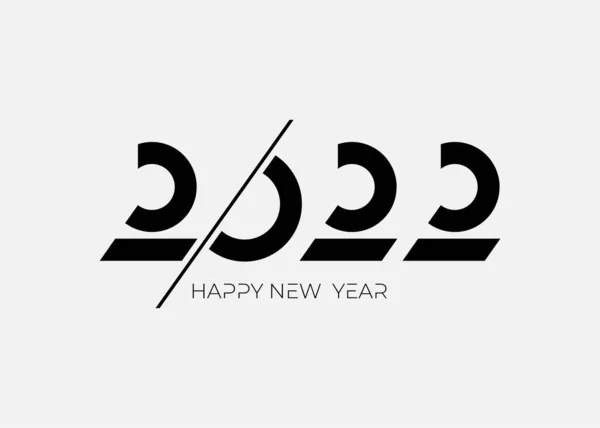 包含2022年图标符号的邀请函 标志最小快乐新年图形矢量插图 新年假期装饰公寓 带有白色背景上孤立的黑色标签的向量图 — 图库矢量图片