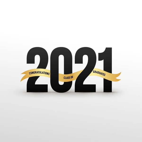 Class 2021 Black Lettering Graduation Logo Gold Ribbon Template Graduation — Stock Vector