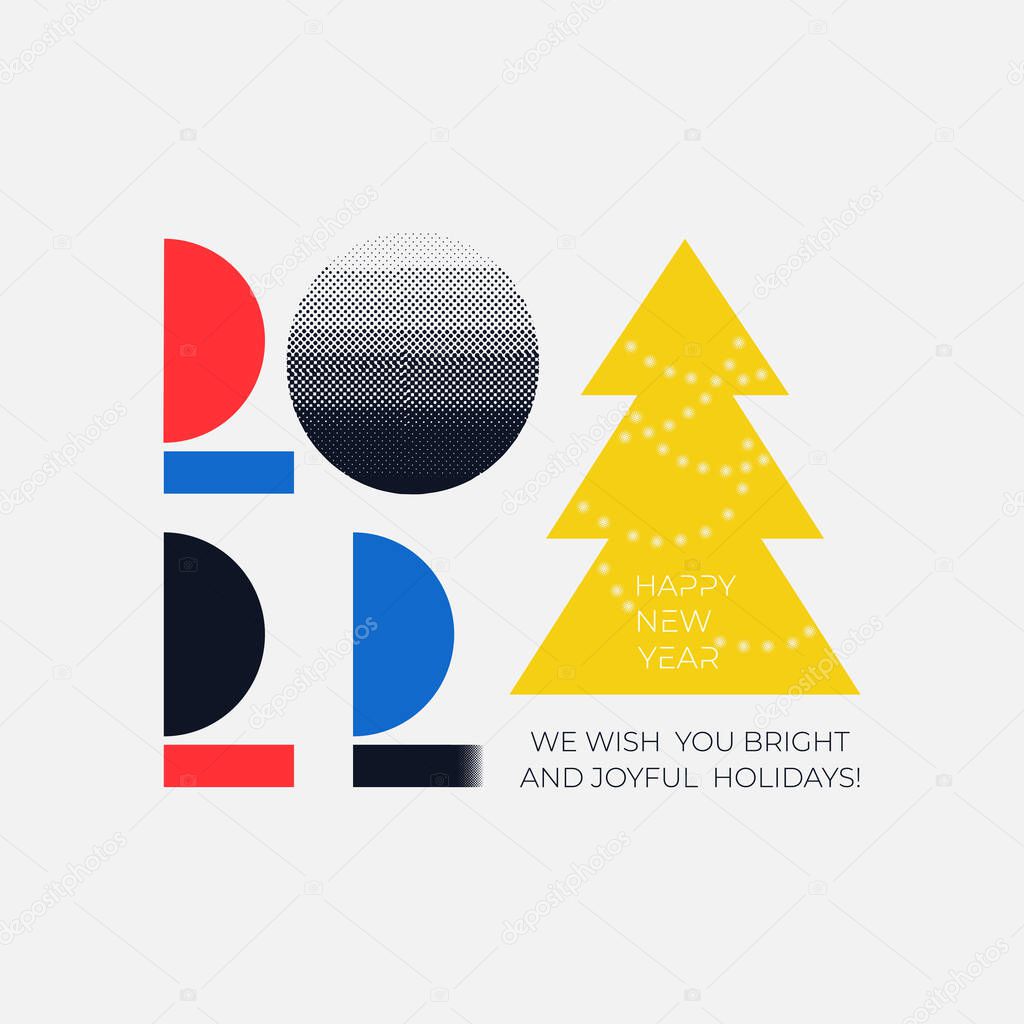 Invitation with 2022 icon sign. Colorful logo minimal Happy New Year graphic. Decoration flat for new year holidays. Vector illustration with label isolated on white background.