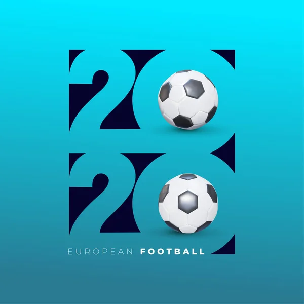 Fußballlogo 2020 Realistische Fußballgrafik Gestalten Sie Stilvolle Hintergrund Verlauf Vektorillustration — Stockvektor