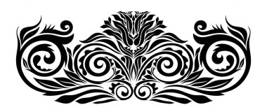 Kaligrafik motifli Filigran kraliyet arması, çiçek süsü. Klasik stil bölücü tasarım ögesi. Davetiyeler, sertifikalar, markalaşma, kitap düzeni, klasik tasarım için zarif dekoratif vektör.