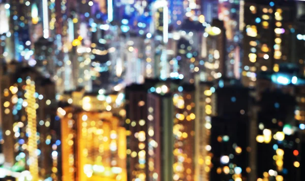 Suddig lampor i Fönstren i skycrapers, Hong Kong — Stockfoto