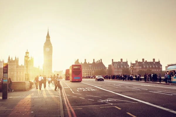 Westminster Bridge at sunset — Stock Photo, Image