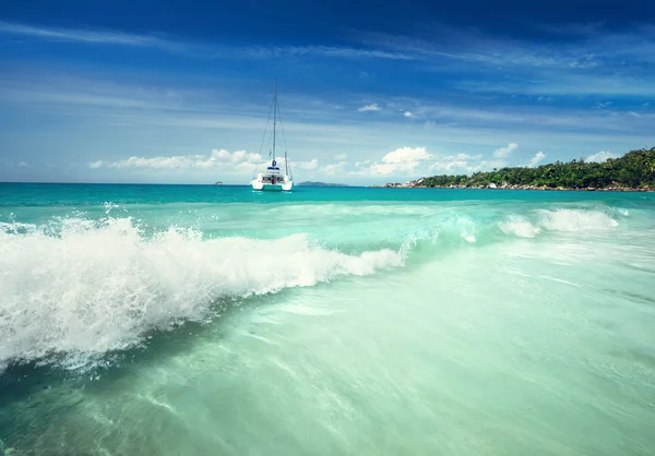 Παραλία Anse Lazio στο νησί Praslin, Σεϋχέλλες — Φωτογραφία Αρχείου