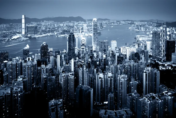 Hong Kong a Victoria csúcsról. — Stock Fotó