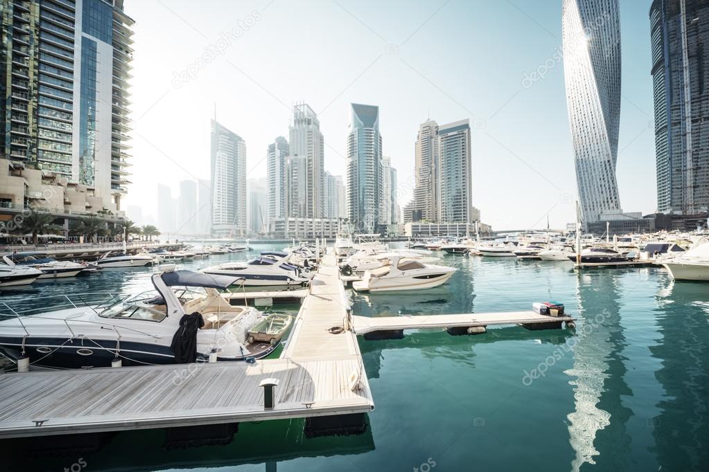 Dubai Marina at sunset, United Arab Emirates