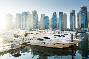 Gün batımında Dubai Marina, Birleşik Arap Emirlikleri
