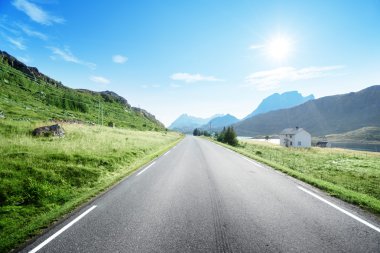 yol ve sis, Lofoten Adası, Norveç