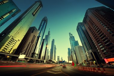  Sheikh Zayed Road zamanında günbatımı, Dubai, Birleşik Arap Emirlikleri