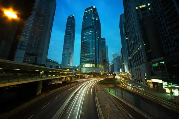 Tráfego em Hong Kong na hora do pôr do sol — Fotografia de Stock