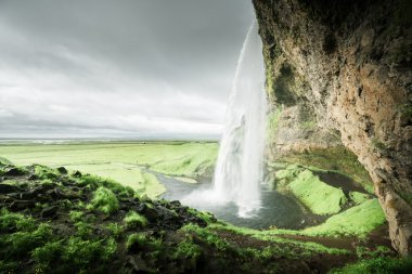 Yaz mevsiminde Seljalandfoss Şelalesi, İzlanda