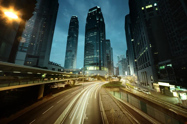 Traffic in Hong Kong at sunset time — Stock Photo, Image